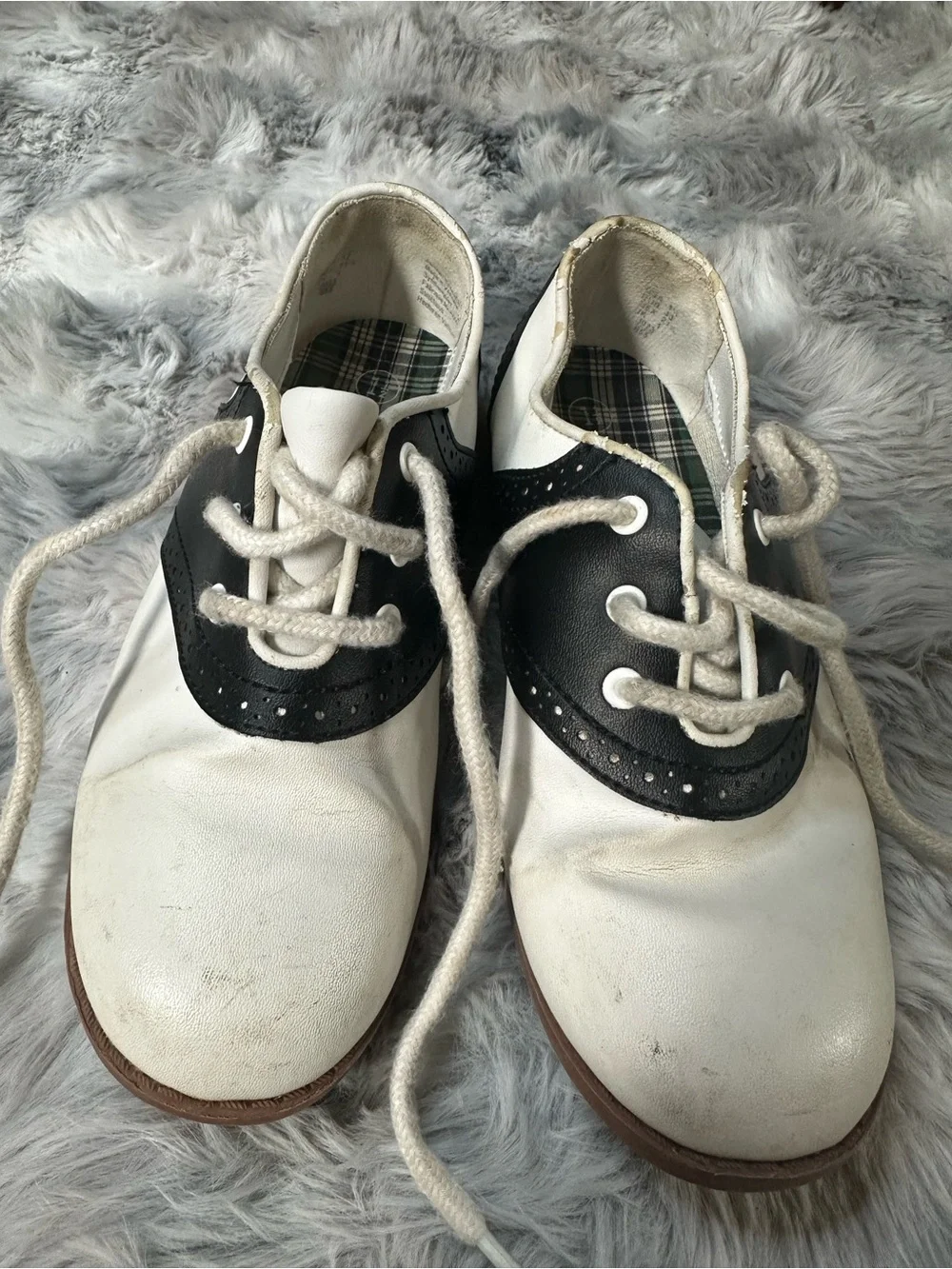 smartfit White and Black Kids Saddle Lace-Up Dress Shoes
